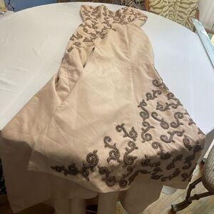 Darius Cordell Beige Beaded Evening Wedding Prom Gown Dress Size S/M/L